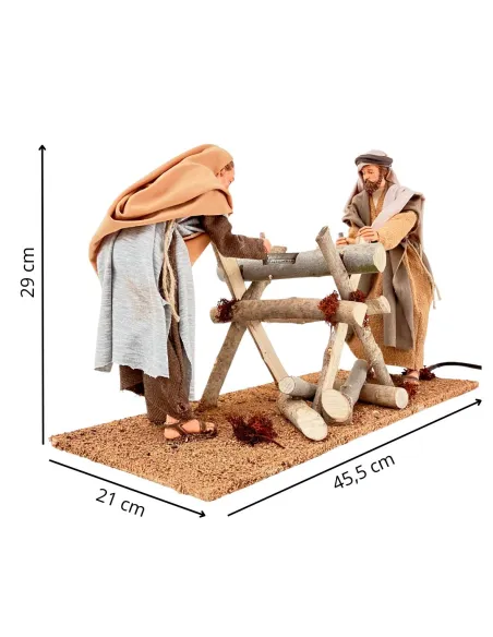 Animated Palestinian Woodcutters Scene - 30 cm