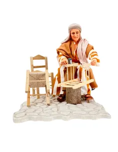 Impagliatore che aggiusta sedia palestinese in movimento 30 cm 2