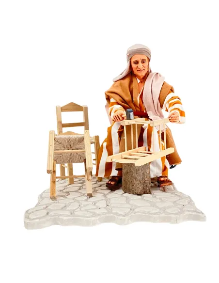 Impagliatore che aggiusta sedia palestinese in movimento 30 cm