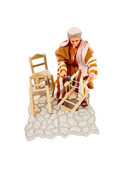 Impagliatore che aggiusta sedia palestinese in movimento 30 cm