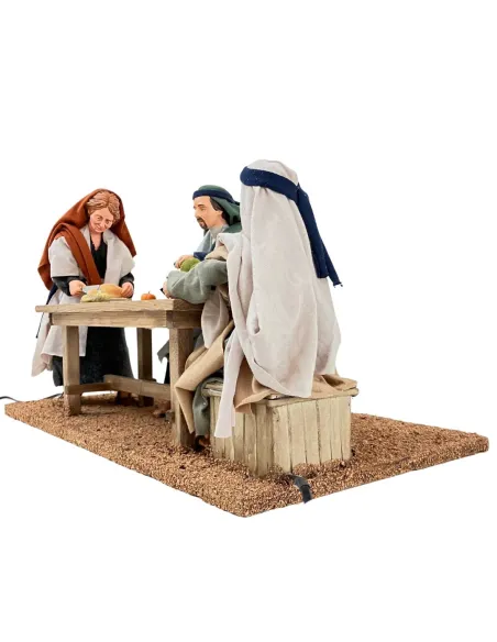 Scena con tre personaggi palestinesi a cena in movimento 30 cm