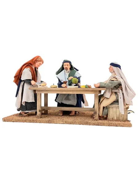 Scena con tre personaggi palestinesi a cena in movimento 30 cm