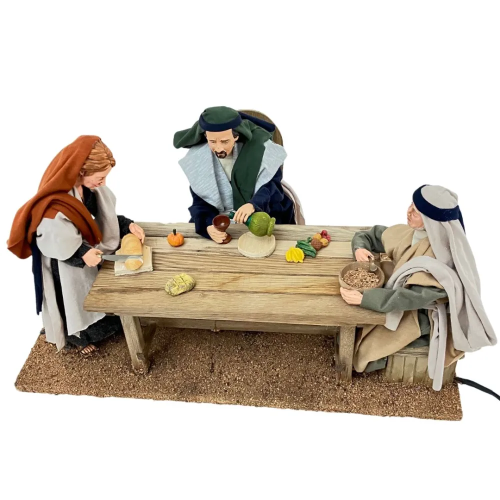 Animated Palestinian Dinner Scene with Three Figures - 30 cm