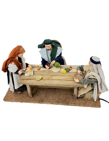 Scena con tre personaggi palestinesi a cena in movimento 30 cm