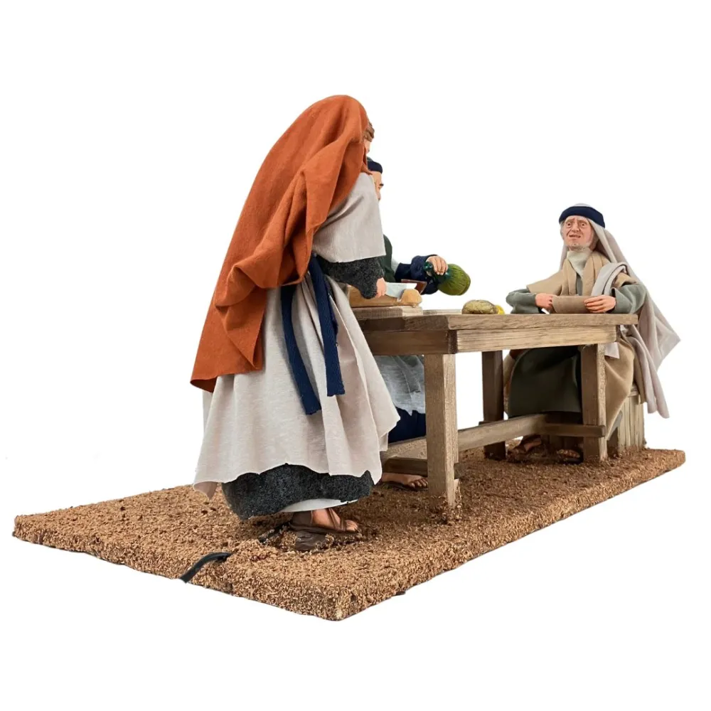 Animated Palestinian Dinner Scene with Three Figures - 30 cm