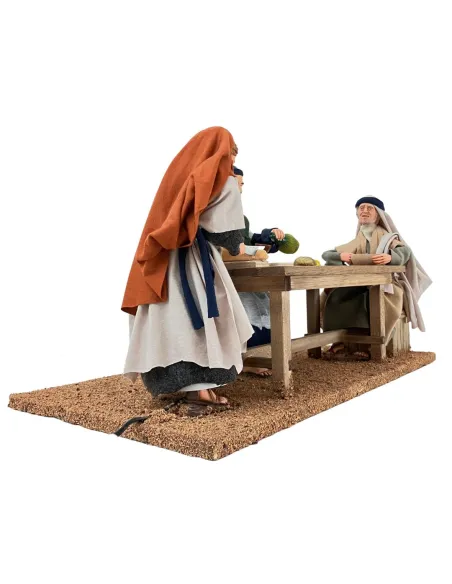 Scena con tre personaggi palestinesi a cena in movimento 30 cm