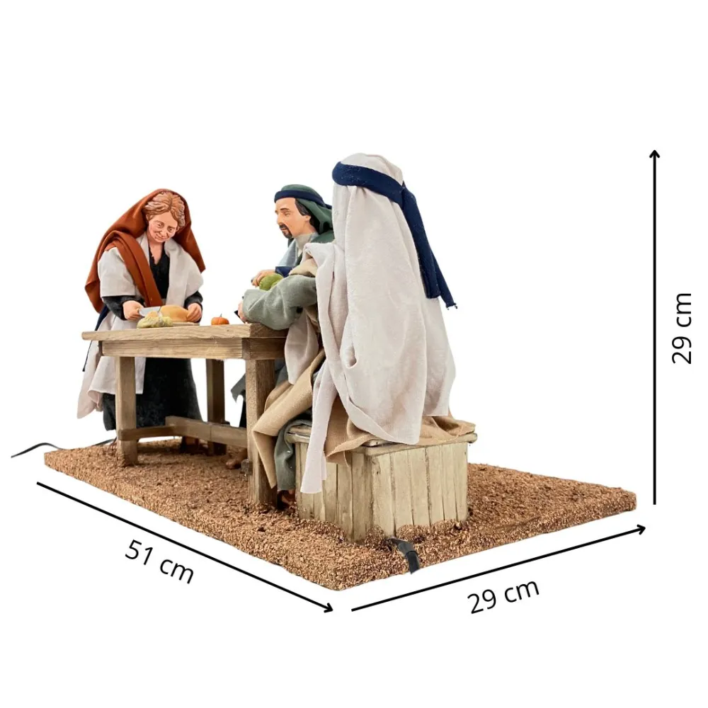 Animated Palestinian Dinner Scene with Three Figures - 30 cm