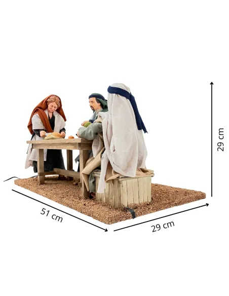 Scena con tre personaggi palestinesi a cena in movimento 30 cm