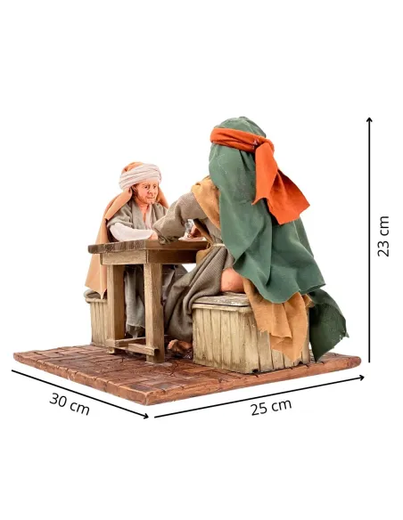 Animated Scene with Two Men Playing Cards - 30 cm