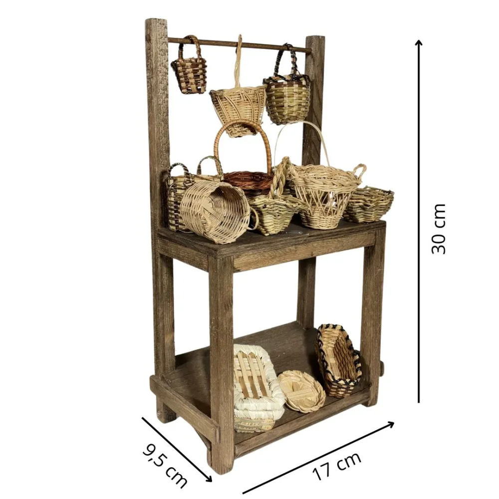 Wooden Basket Stall for 30 cm Nativity Figures