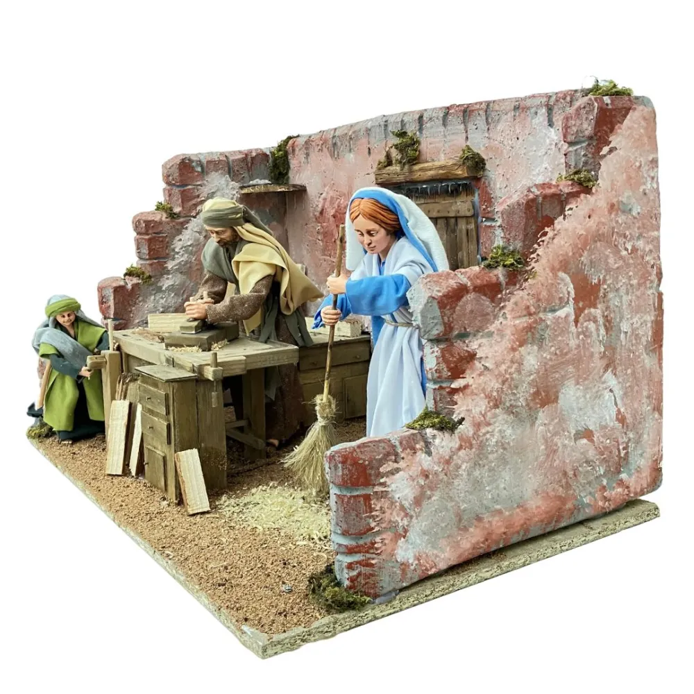 Animated Holy Family at Work - 30 cm