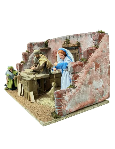 Animated Holy Family at Work - 30 cm