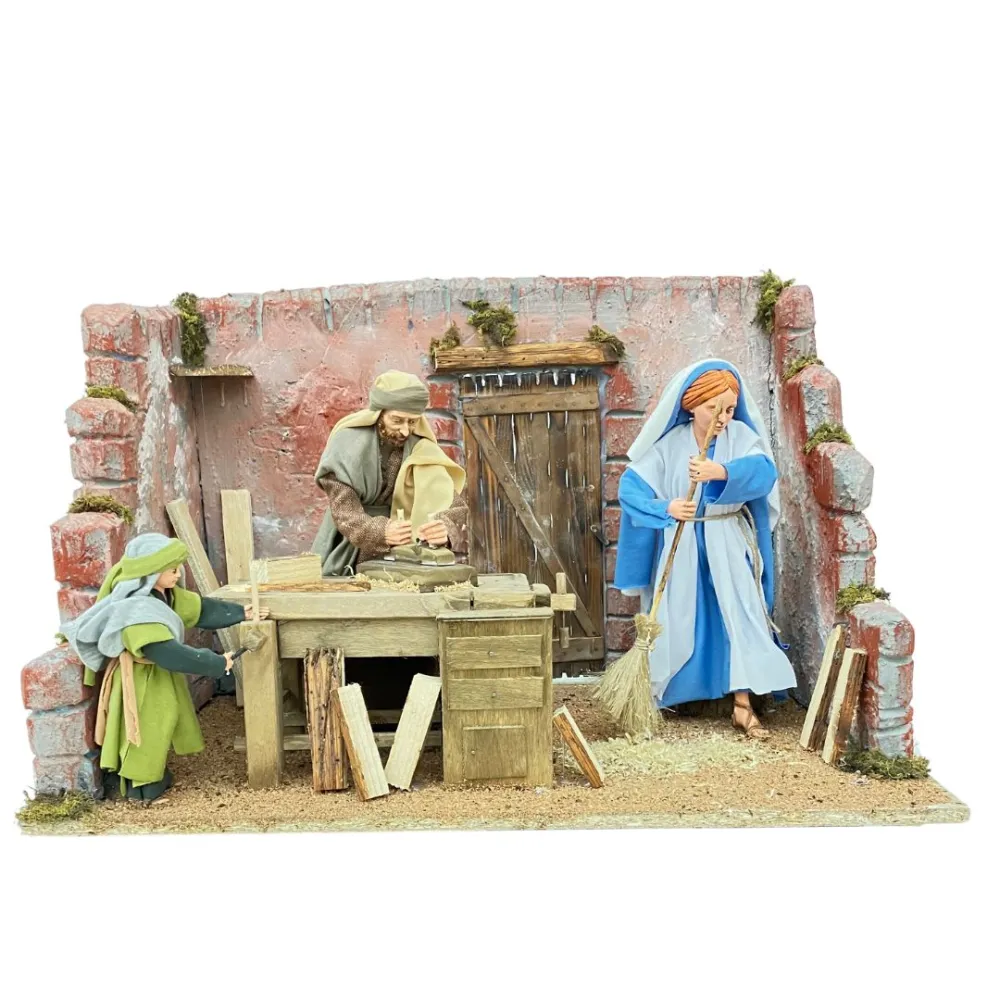 Animated Holy Family at Work - 30 cm