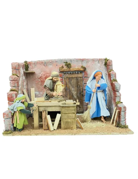 Famiglia di Nazareth a lavoro in movimento 30 cm