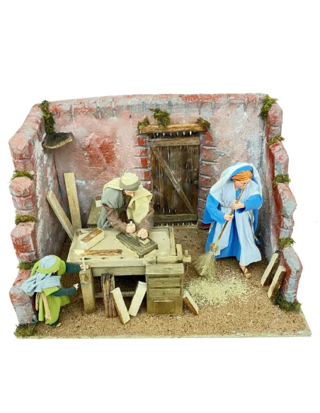 Animated Holy Family at Work - 30 cm