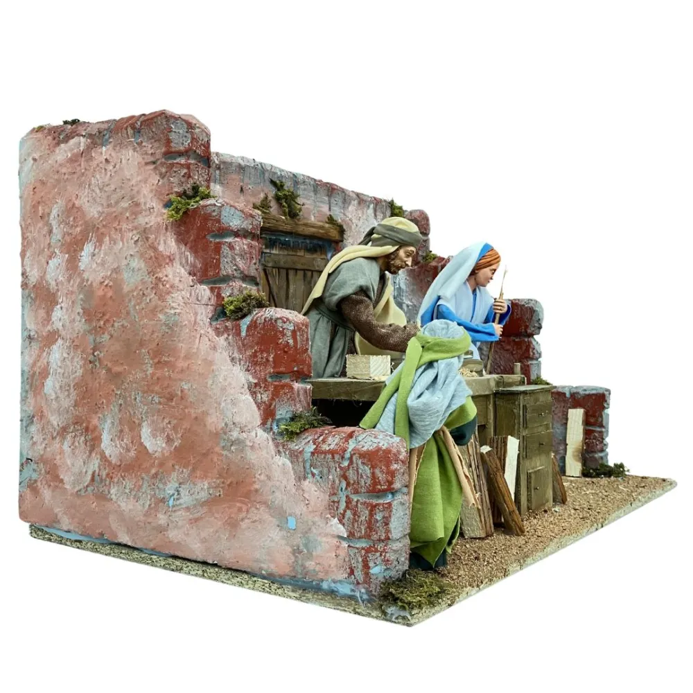 Animated Holy Family at Work - 30 cm