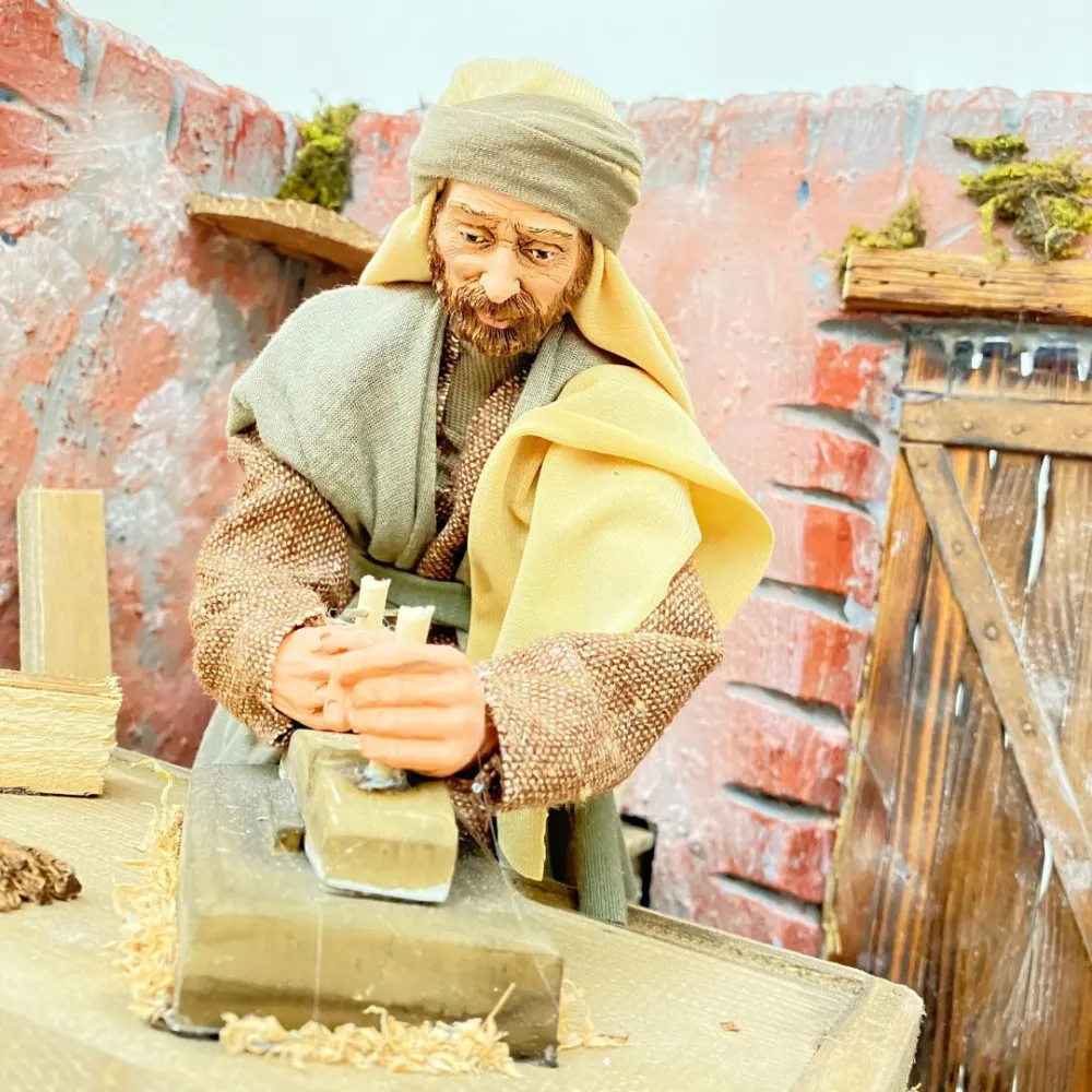 Animated Holy Family at Work - 30 cm