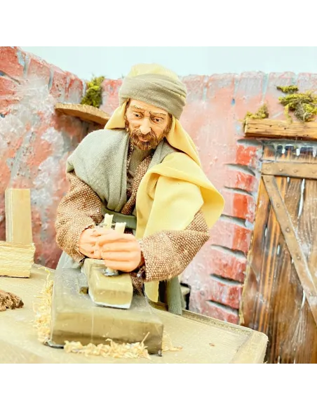 Famiglia di Nazareth a lavoro in movimento 30 cm