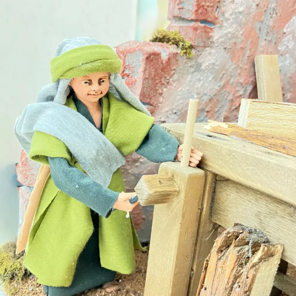 Animated Holy Family at Work - 30 cm