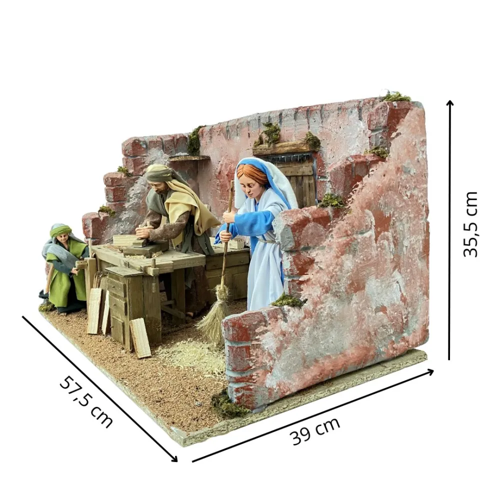 Animated Holy Family at Work - 30 cm