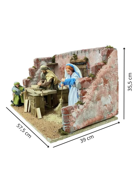 Famiglia di Nazareth a lavoro in movimento 30 cm