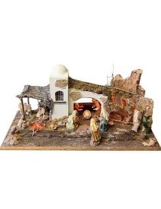 Presepe in stile orientale completo di luci con statue da 12 cm 2