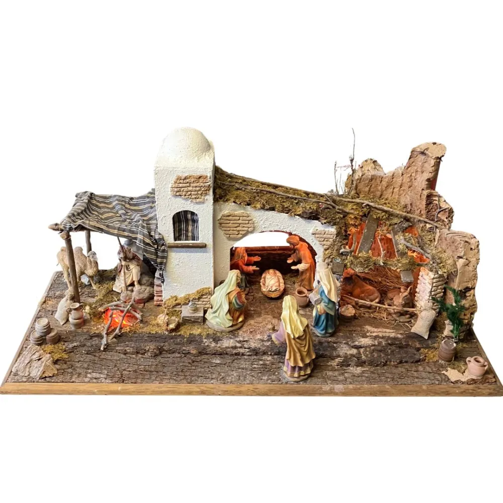 Oriental-Style Nativity Scene with Lights and 12 cm Nativity Figures