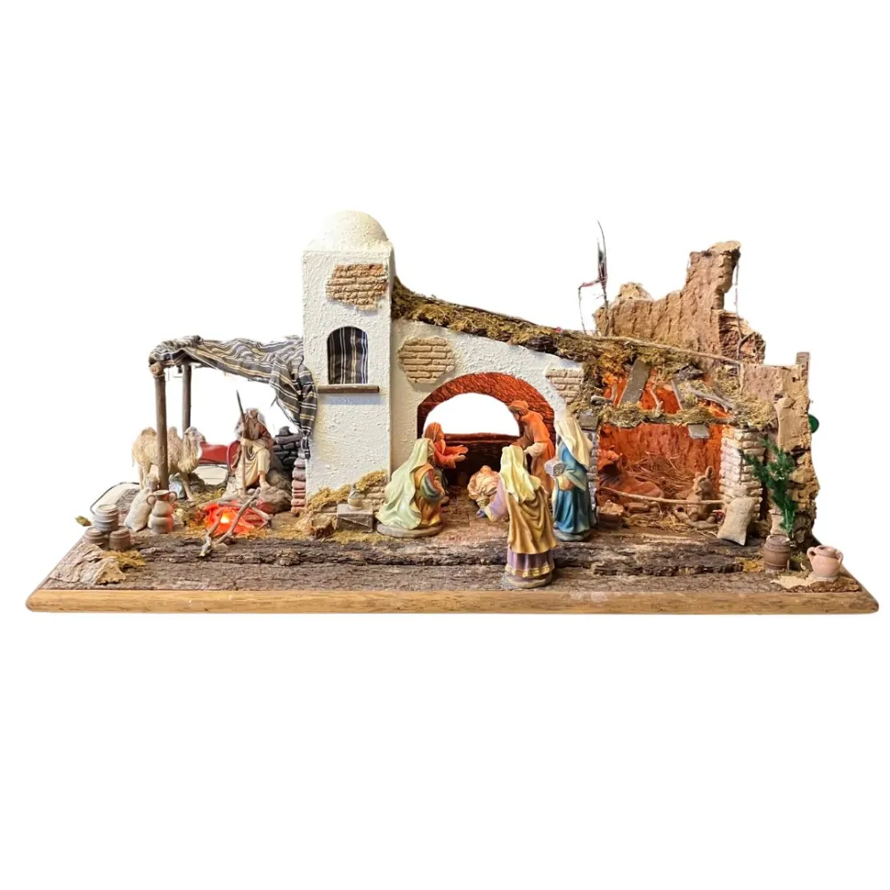 Oriental-Style Nativity Scene with Lights and 12 cm Nativity Figures