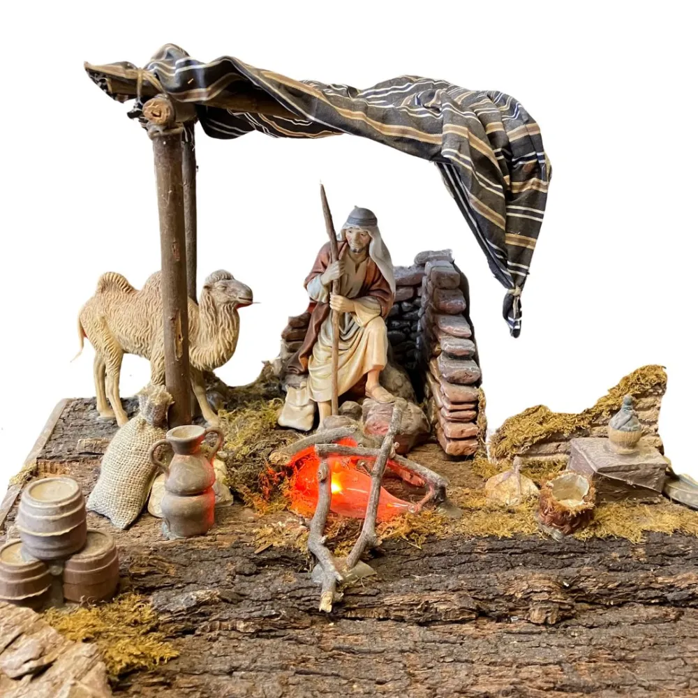 Oriental-Style Nativity Scene with Lights and 12 cm Nativity Figures