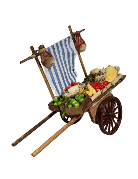 Wooden Two-Wheeled Cart with Assorted Provisions for 12 cm Nativity Figures