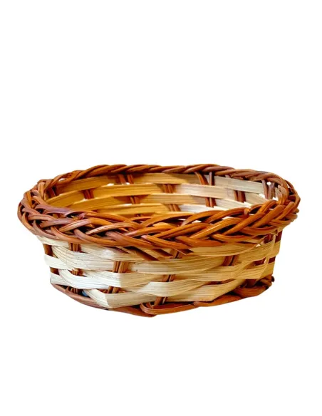 Two-Tone Low Wicker Basket for 30–35 cm Nativity Figures