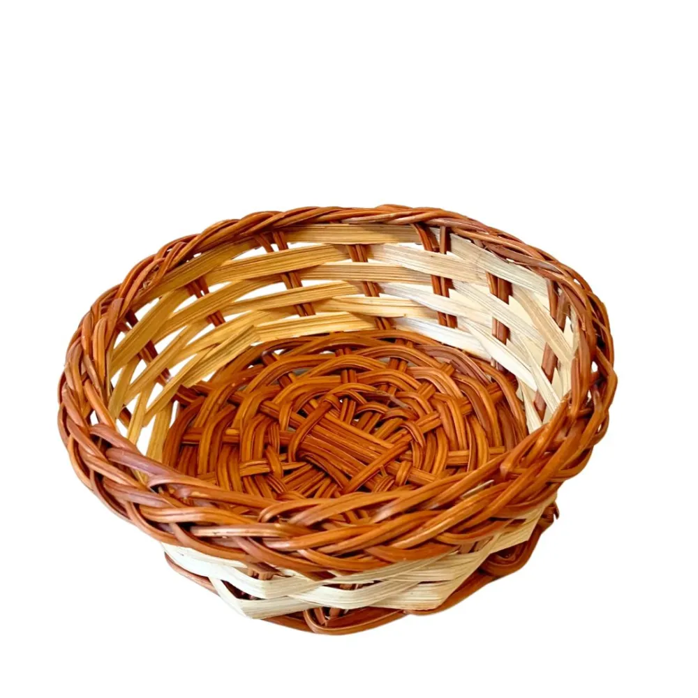 Two-Tone Low Wicker Basket for 30–35 cm Nativity Figures