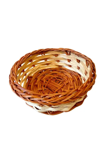 Cesto basso in vimini bicolore senza manico per statue da 30-35 cm