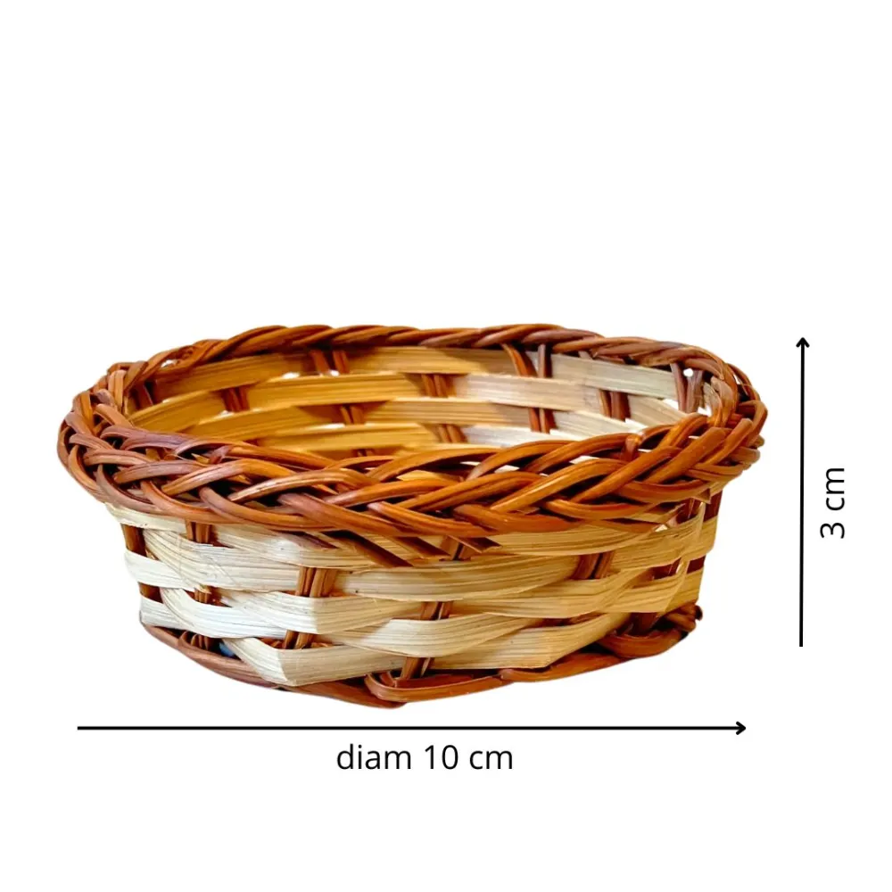 Two-Tone Low Wicker Basket for 30–35 cm Nativity Figures