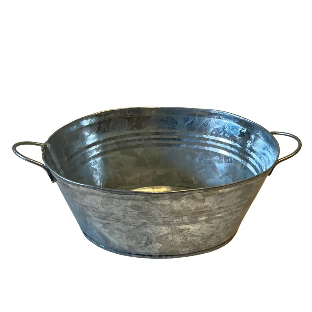 Galvanised Metal Wash Tub for 30–35 cm Nativity Figures