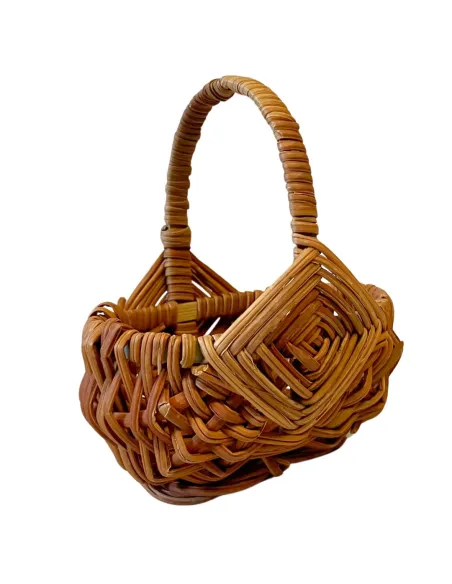 Cestino in vimini con manico e decoro per statue da 30-35 cm