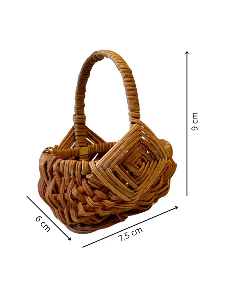 Cestino in vimini con manico e decoro per statue da 30-35 cm