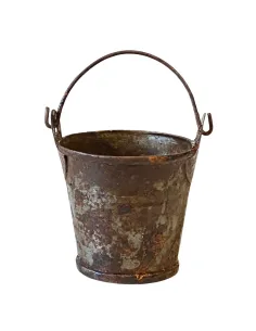 Secchio arrugginito con manico per statue da 30 cm