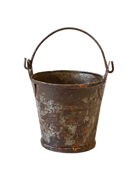 Secchio arrugginito con manico per statue da 30 cm