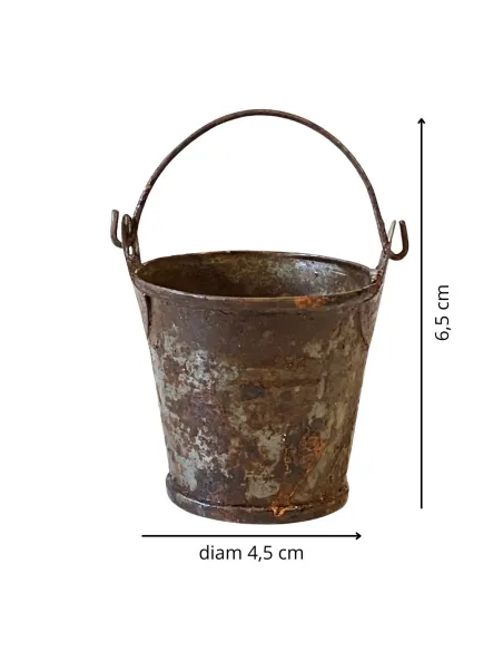 Secchio arrugginito con manico per statue da 30 cm