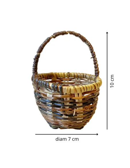 Cestino in vimini bicolore con manico per statue da 30-35 cm