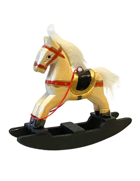 Cavallo a dondolo in legno per statue da 30 cm