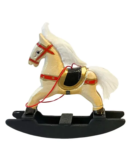 Cavallo a dondolo in legno per statue da 30 cm