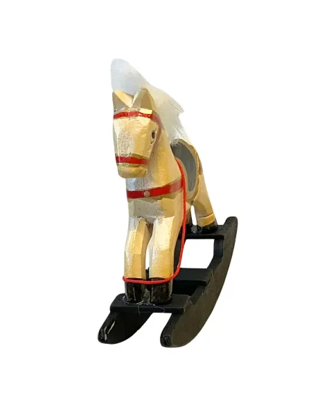 Cavallo a dondolo in legno per statue da 30 cm