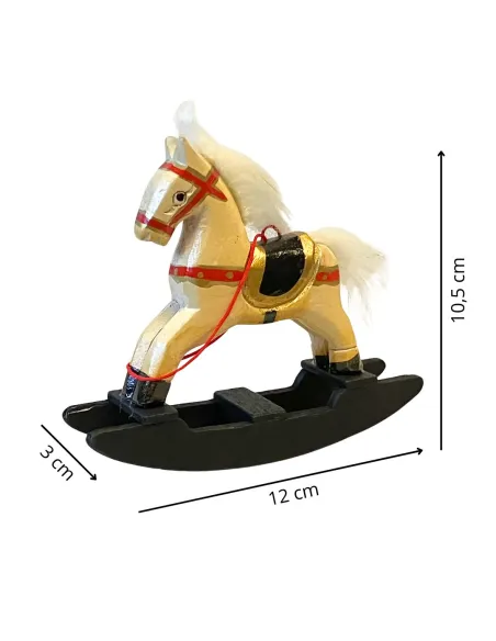Cavallo a dondolo in legno per statue da 30 cm