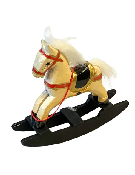 Cavallo a dondolo in legno per statue da 30 cm