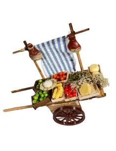 Wooden Two-Wheeled Cart with Assorted Provisions for 12 cm Nativity Figures