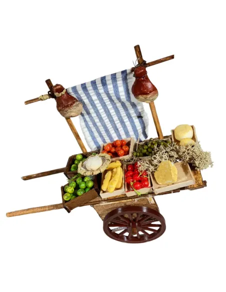 Wooden Two-Wheeled Cart with Assorted Provisions for 12 cm Nativity Figures