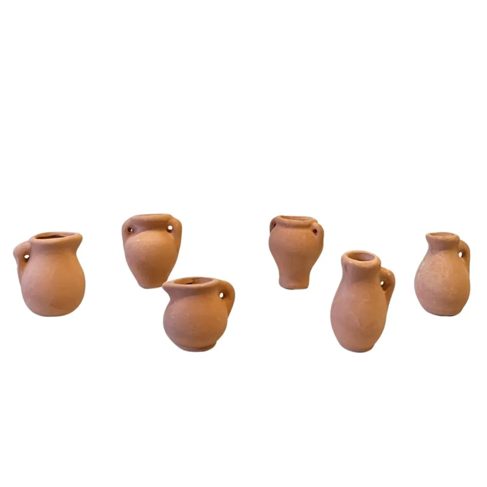 Set of 6 Terracotta Amphorae for 12–15 cm Nativity Figures