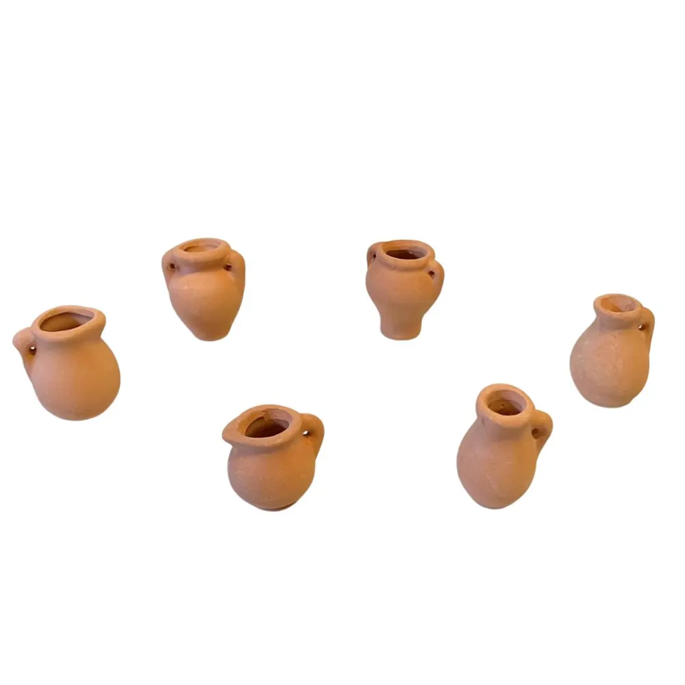 Set of 6 Terracotta Amphorae for 12–15 cm Nativity Figures